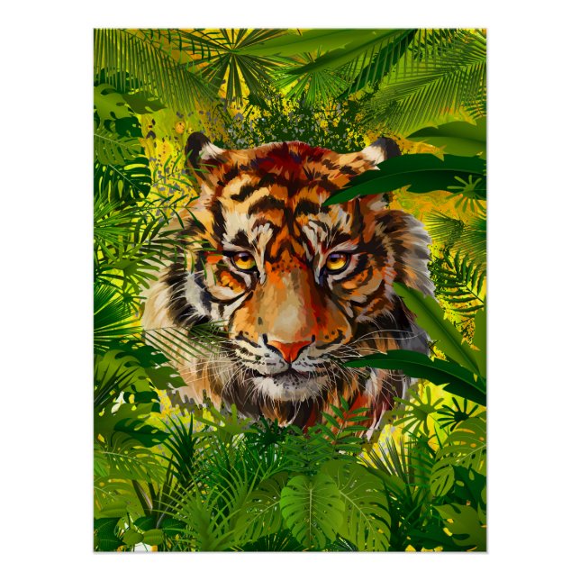 Realistisches Jungle Tiger Poster Kunstgiesserei - (Vorderseite)
