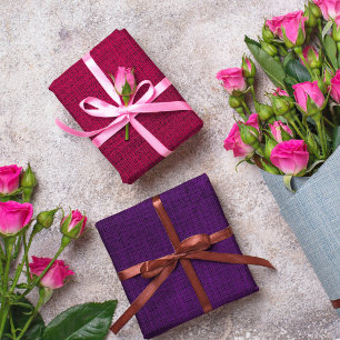 Realistisches Jute Rustikal Burgunderrot Lavendel Geschenkpapier Set