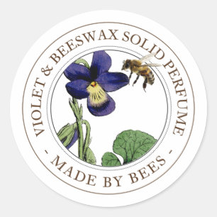 Realistisches Label für Bienen und Violett Lip Glo Runder Aufkleber