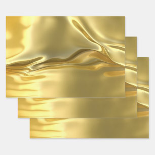 Realistisches liquides Gold Geschenkpapier Set
