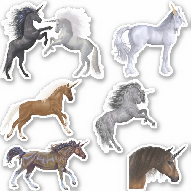 Realistisches magisches Einhorn Hübsches Pferd Aufkleber (Vorderseite)