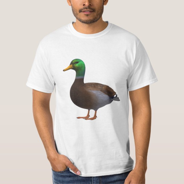Realistisches Mallard Duck Image auf transparentem T-Shirt (Vorderseite)