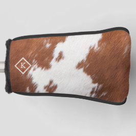 Realistisches Monogramm aus brauner und weißer Kuh Golf Headcover