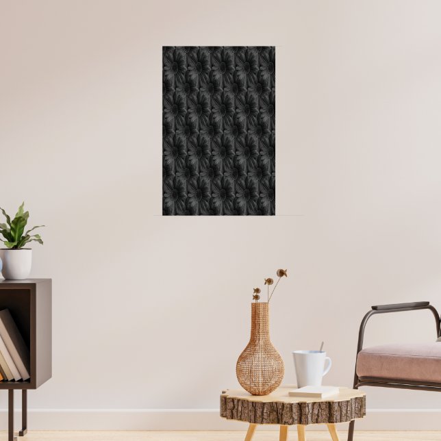 Realistisches Muster schwarzer Chrysanthemen - Sch Poster (Wohnzimmer 3)