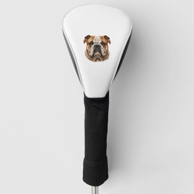 Realistisches niedliches Bulldogingprofil Golf Headcover (Vorderseite)