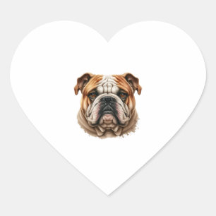 Realistisches niedliches Bulldogingprofil Herz-Aufkleber