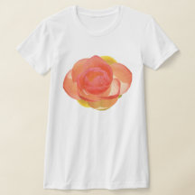 Realistisches Pfirsich-Seerosen-Blumen-T-Shirt