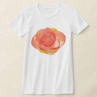 Realistisches Pfirsich-Seerosen-Blumen-T-Shirt T-Shirt
