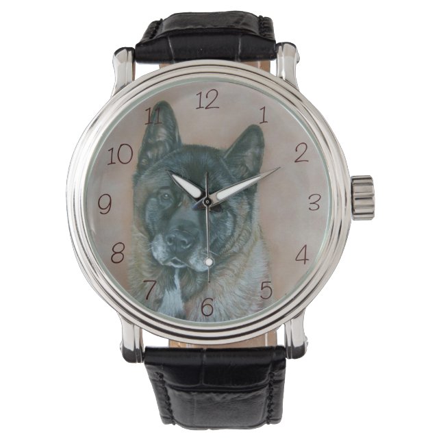 realistisches Porträtgemälde von schwarzem Gesicht Armbanduhr (Vorderseite)