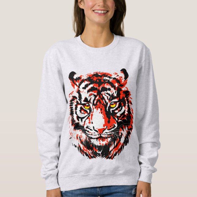 Realistisches Red Tiger Head Sweatshirt - Tiger Fa (Vorderseite)