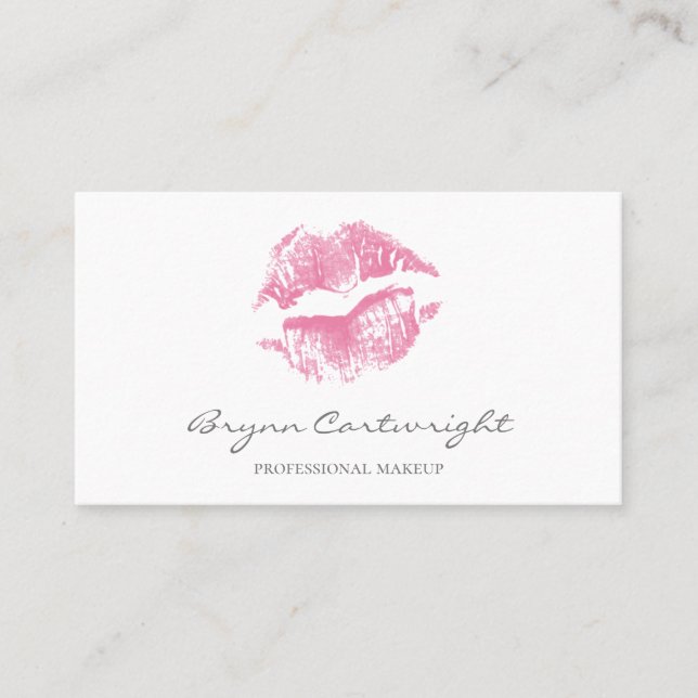 Realistisches Rosa Kiss Drucklips Makeup Visitenkarte (Vorderseite)
