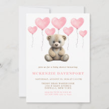 Realistisches Teddy Bear Pink Balloon Girl Baby Sh