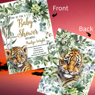 Realistisches Tigerbaby Geschlechtsneutrale Babypa Einladung