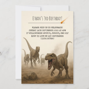 Realistisches Velociraptor-Rudel mit Meteor-Geburt Einladung