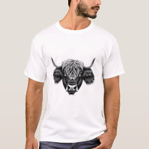Realistisches Yak Head Design - Schwarzweiß T-Shirt