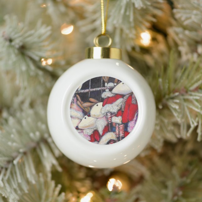 Realität im Urlaub Keramik Kugel-Ornament (Baum)