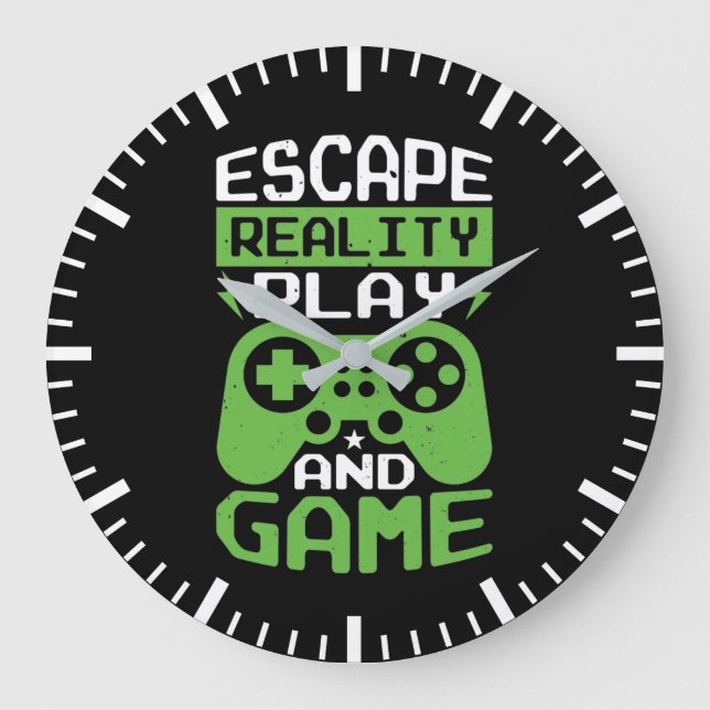 Realität und Spiel - Video Gamer, Gaming Große Wanduhr (Vorderseite)
