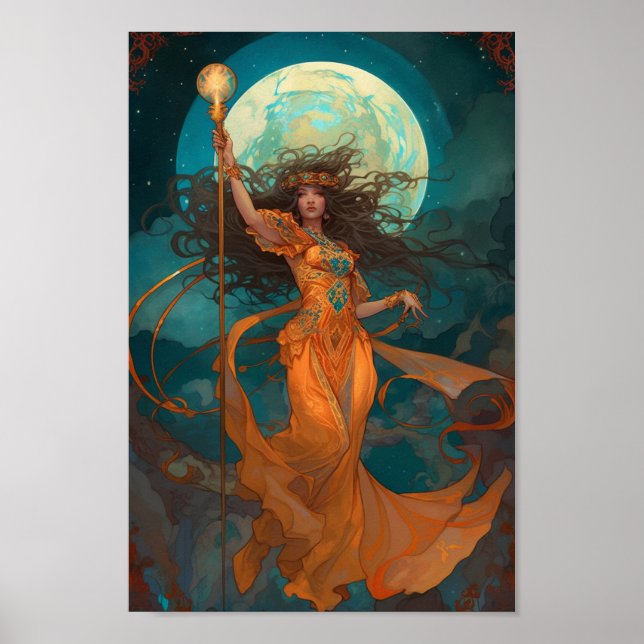 Realm Walkers: Fantasy Art "Elemental Zauberess" Poster (Vorne)