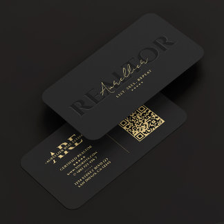 Realtor Black Real Anwesen Agent Monogram Modern Visitenkarte