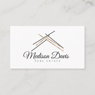 Realtor-Branding mit Dach in goldener Farbe Visitenkarte