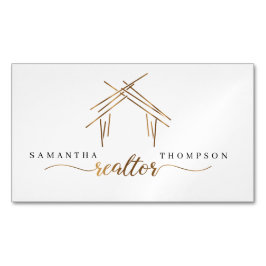Realtor-Branding mit Haus in Gold Magnetische Visitenkarte
