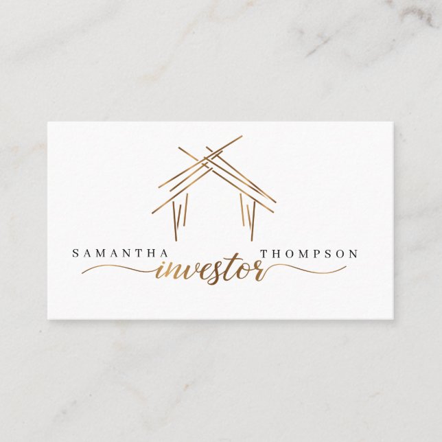 Realtor-Branding mit "Haus in Gold"-Visitenkarte Visitenkarte (Vorderseite)