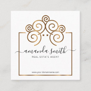 Realtor-Branding mit Treehouse in Gold Quadratische Visitenkarte