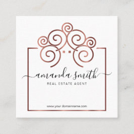 Realtor-Branding mit Treehouse in Rose Quadratische Visitenkarte