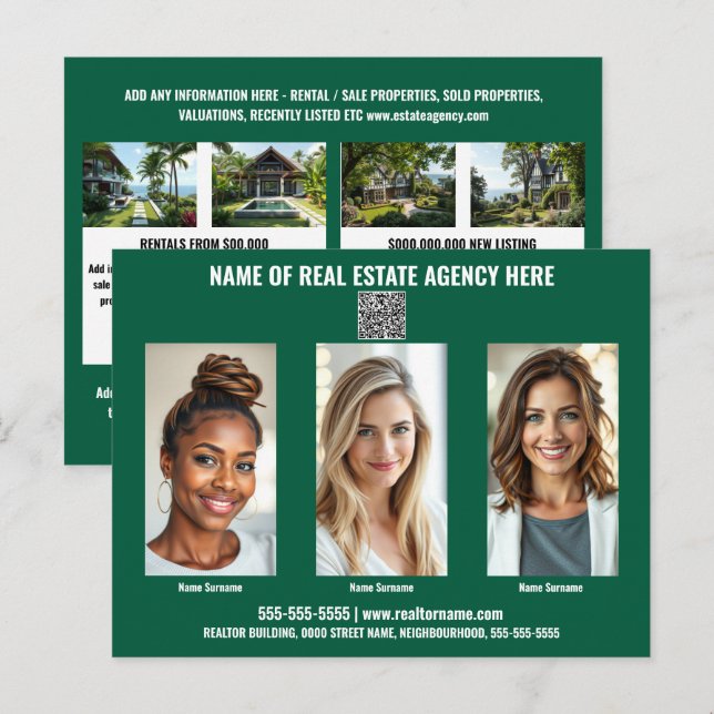 Realtor Business Marketing Postcard grün Postkarte (Vorne/Hinten)