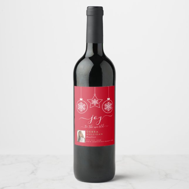 Realtor Christmas Cadeau Vin Étiquette (Devant)