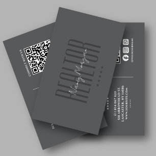 Realtor Dunkelgrauer QR-Code Visitenkarte