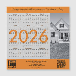Realtor Gray Orange 2026 Calendar Magnet