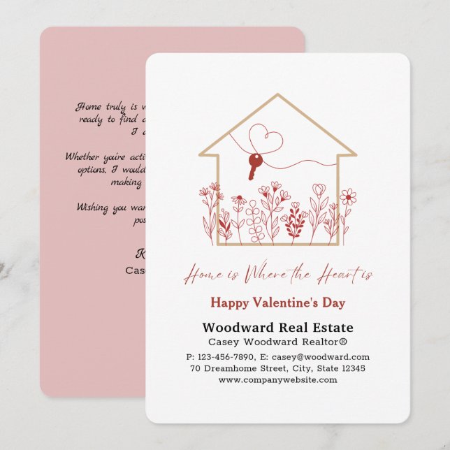Realtor Happy Valentine's Day | Zuhause ist das He Karte (Vorne/Hinten)
