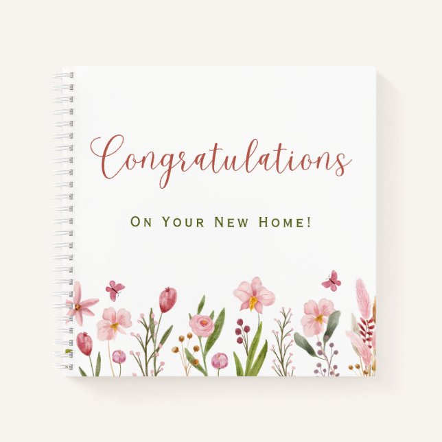Realtor Herzlichen Glückwunsch Neue Zuhause Floral Notizbuch (Vorderseite)