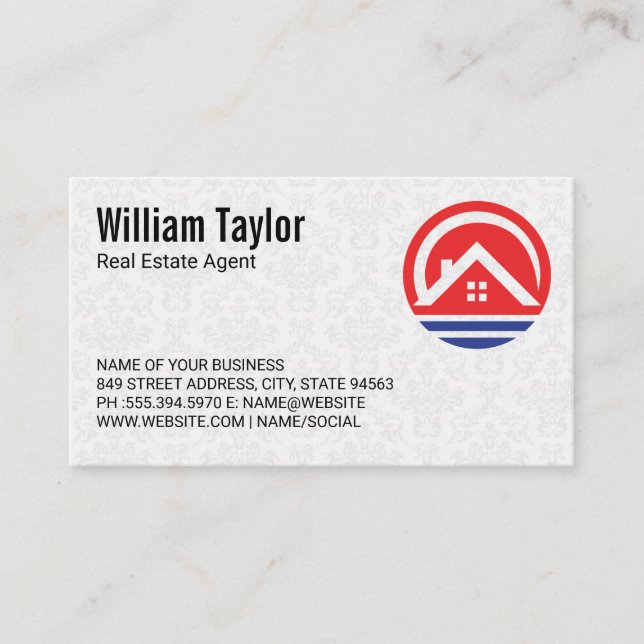 Realtor House Logo Red Blue Design Visitenkarte (Vorderseite)