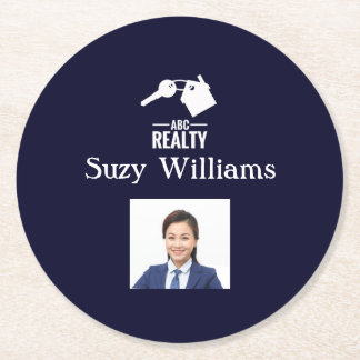 Realtor-Logo und Foto-Papier-Untersetzer Runder Pappuntersetzer