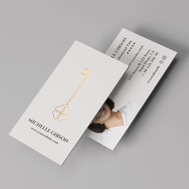 Realtor Lucky Gold Key Hypothek Light Sand Visitenkarte (Von Creator hochgeladen)