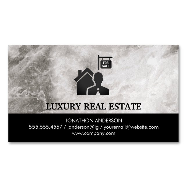 Realtor Marble Magnetische Visitenkarte (Vorderseite)