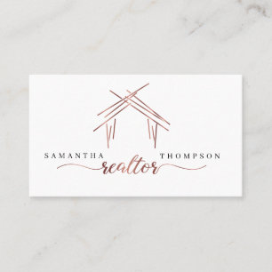 Realtor-Marke mit Haus in Rose Gold Visitenkarte