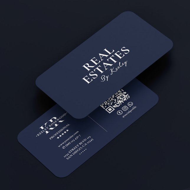 Realtor Minimal Hypothekenmakler Dunkelblau Visitenkarte (Realtor Minimal Mortgage Broker Dark Navy Blue Business Card
)