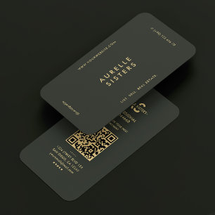 Realtor Modern Monogram Dark Green Simple QR Visitenkarte