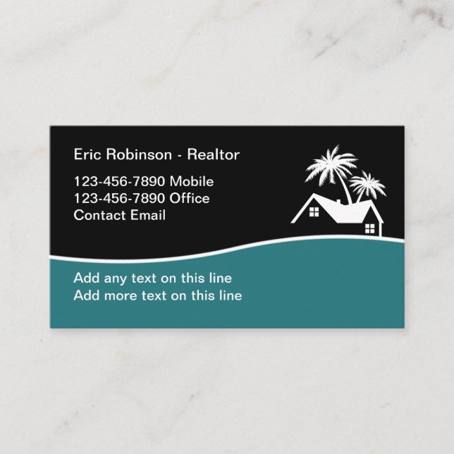 Realtor Modern Tropical Theme Business Cards Visitenkarte (Vorderseite)