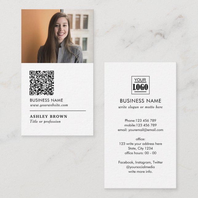 Realtor Modernes berufliches QR-Foto Visitenkarte (Vorne/Hinten)