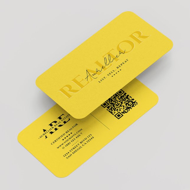 Realtor Monogram Real Anwesen Agent Yellow Modern Visitenkarte (Realtor Monogram Real Estate Agent Yellow Modern Business Card
)