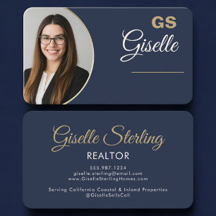 Realtor Navy Blau Gold Foto Visitenkarte