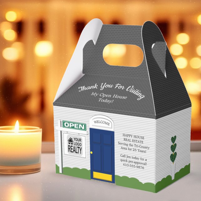 Realtor Open House Blue Door White House Geschenkschachtel (Von Creator hochgeladen)