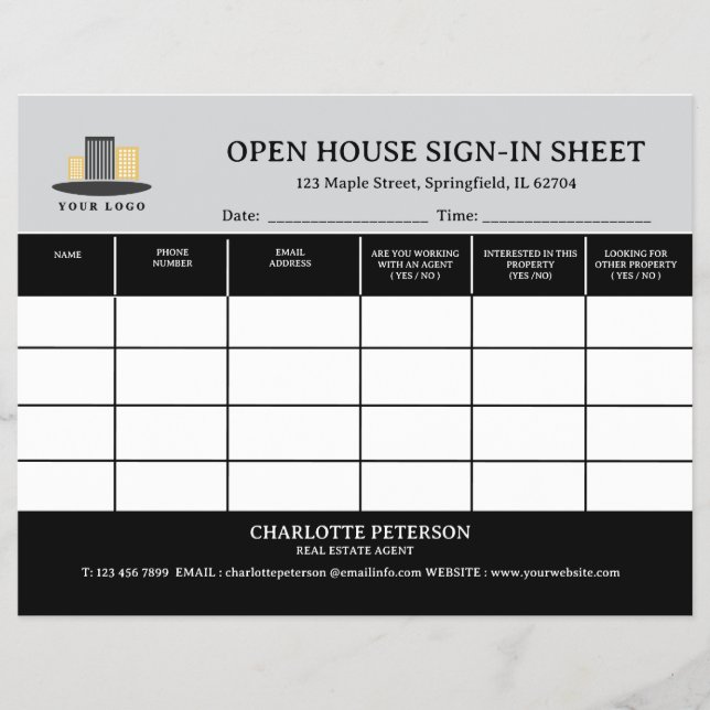 Realtor Open House Unterschrift in Blatt (Vorne)