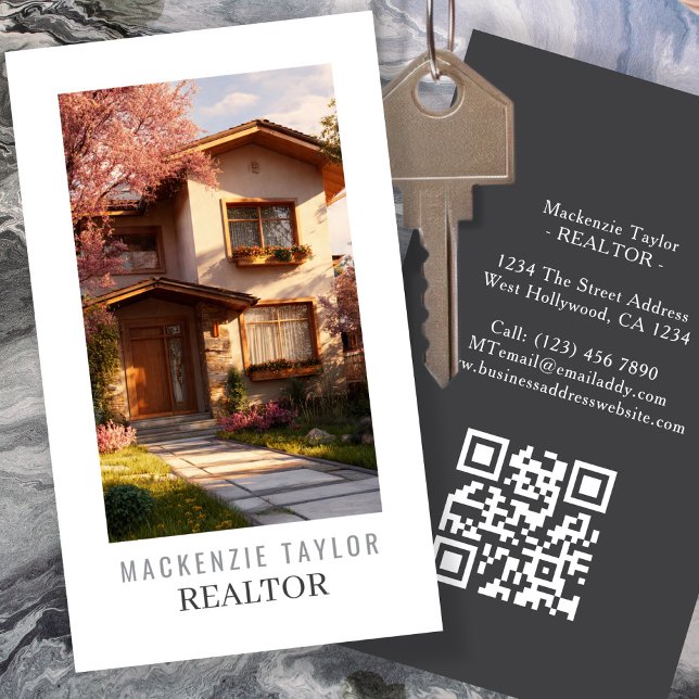 Realtor Photo Professional Personalized QR Code Visitenkarte (Realtor Photo Professional Personalized QR Code Business Card by Ricaso. Real estate seller cards)