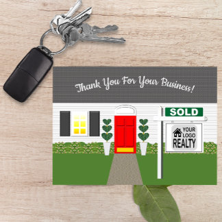 Realtor Porte rouge Vendu Signe Carte de remerciem