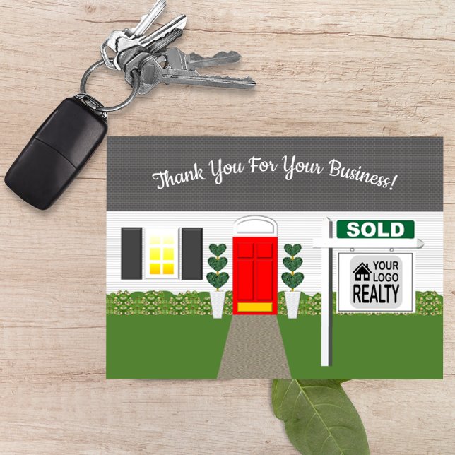 Realtor Porte rouge Vendu Signe Carte de remerciem (Créateur téléchargé)